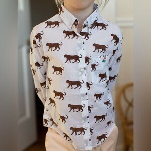 Emerson Fry Girl / Boy 8-9 yr Button Up Shirt Long Sleeve Tiger Print NWT Unisex